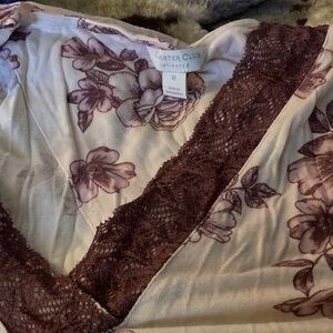 Charter Club Women's Floral Lace Chemise - Cream and Purple